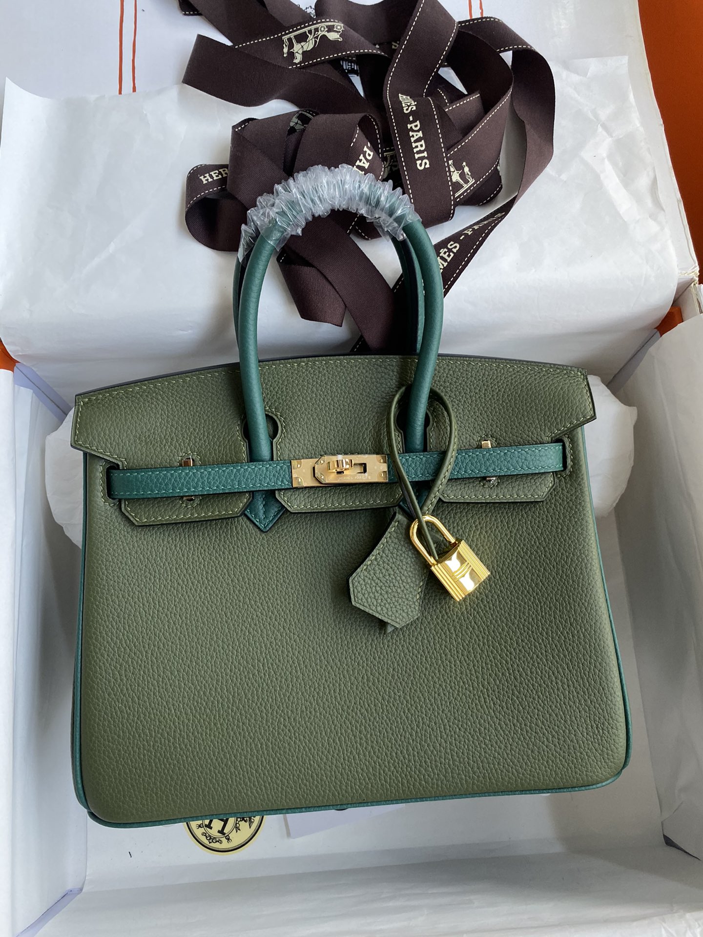 Hermes Birkin 25CM Togo Leather Handbag Green Vert Emeraude